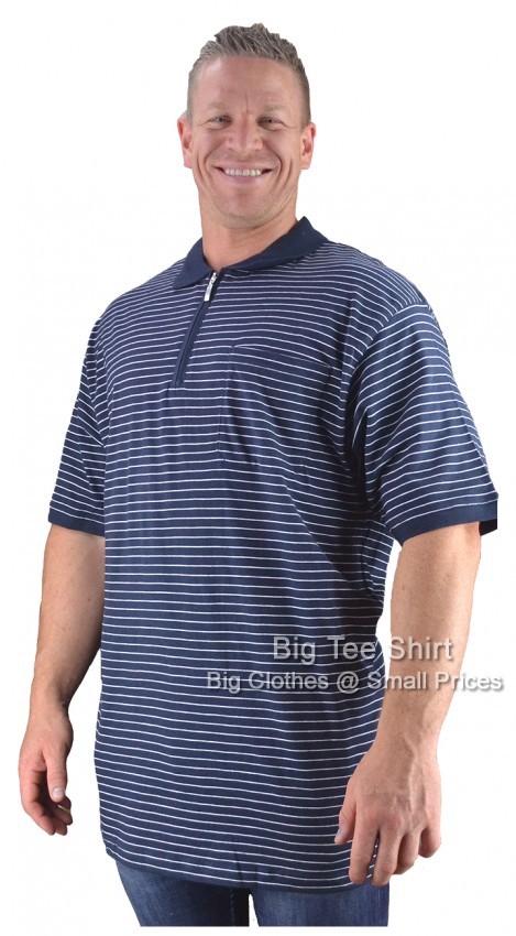 Navy Blue Espionage Duffy Zip Neck Polo Shirt