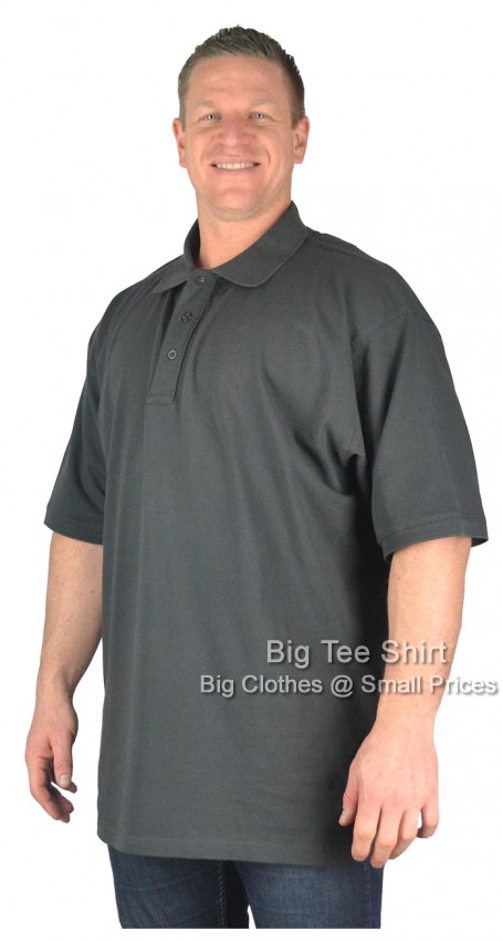 Dark Grey Big Tee Shirt Duran Plain Cotton Polo Shirt