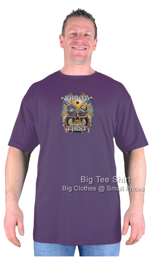 Purple Big Tee Shirt Pistols Skull T-Shirt