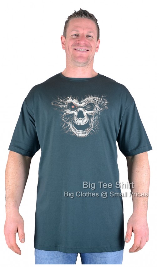 Green Big Tee Shirt Hunter Skull T-Shirt