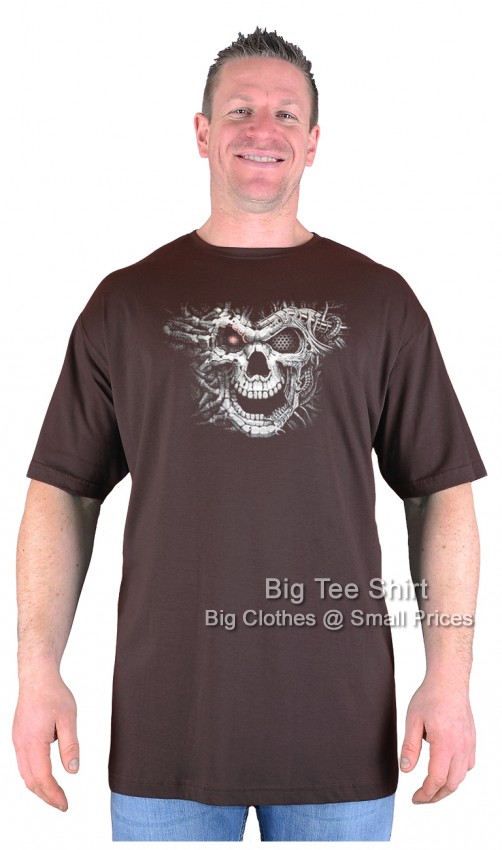 Chocolate Brown Big Tee Shirt Hunter Skull T-Shirt