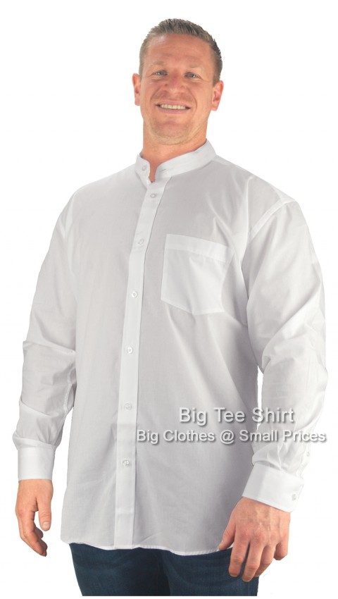 White Cotton Valley Soni Long Sleeve Grandad Shirt - EOL