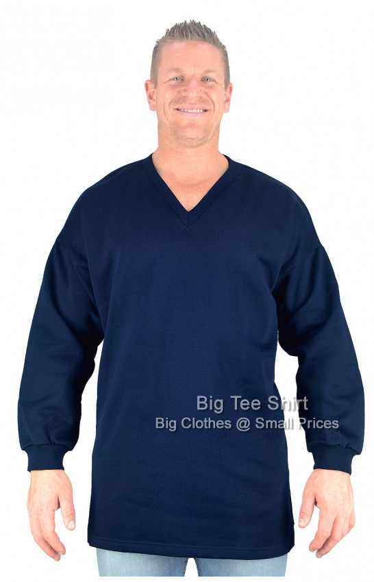 Navy Blue Big Tee Shirt Dale V-Neck Sweatshirt 