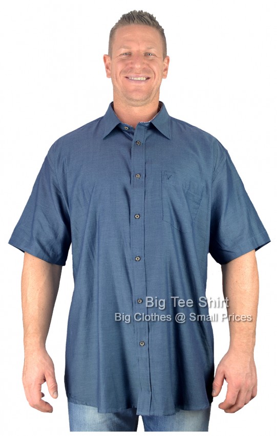 Denim Blue Cotton Valley Caesar Short Sleeve Shirt
