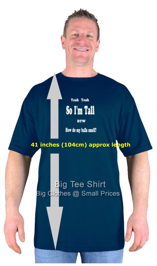 Navy Blue Big Tee Shirt Tall Balls Extra Tall T-Shirt