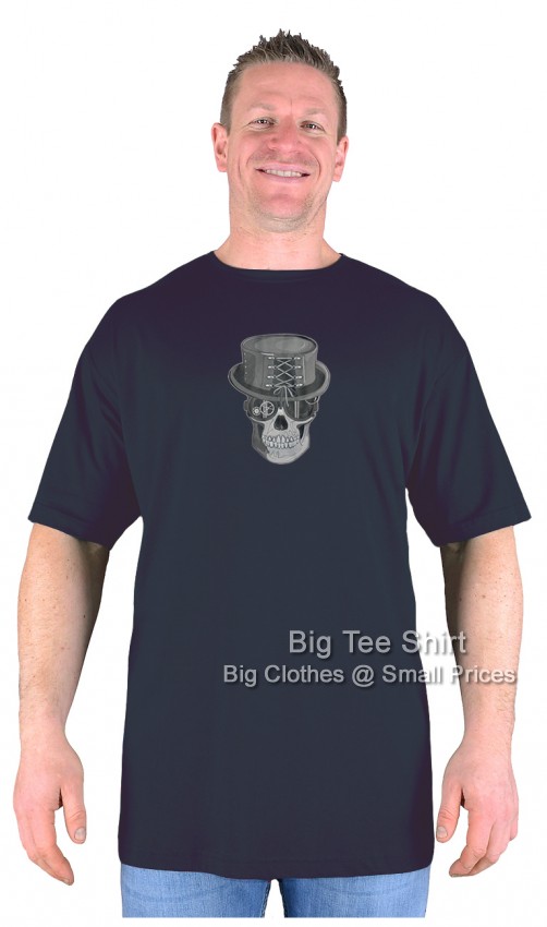 Black Big Tee Shirt Top Hat Skull T-Shirt