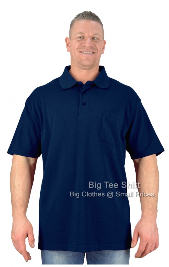Navy Blue Louie James Future Chest Pocket Plain Polo Shirt