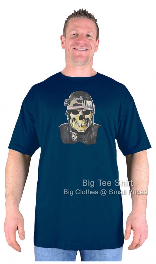 Navy Blue Big Tee Shirt Combat Skull T-Shirt