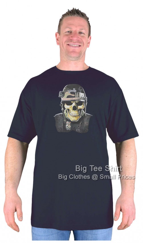 Black Big Tee Shirt Combat Skull T-Shirt