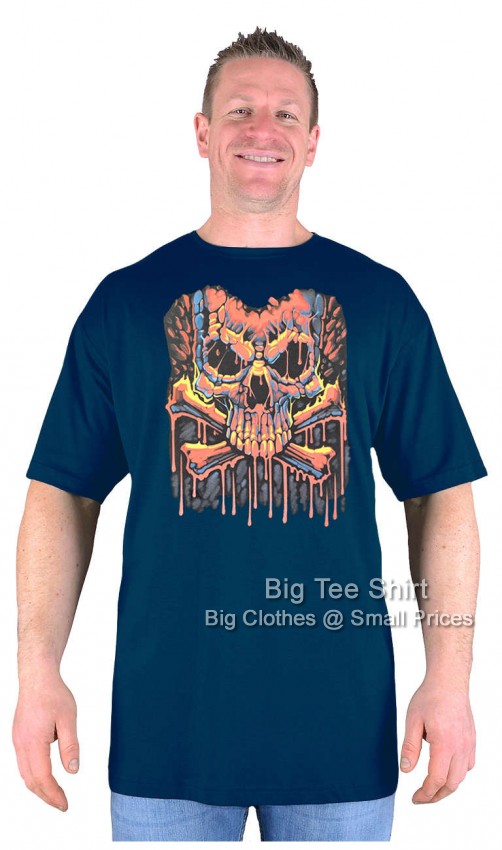 Navy Blue Big Tee Shirt Burning Bones T-Shirt