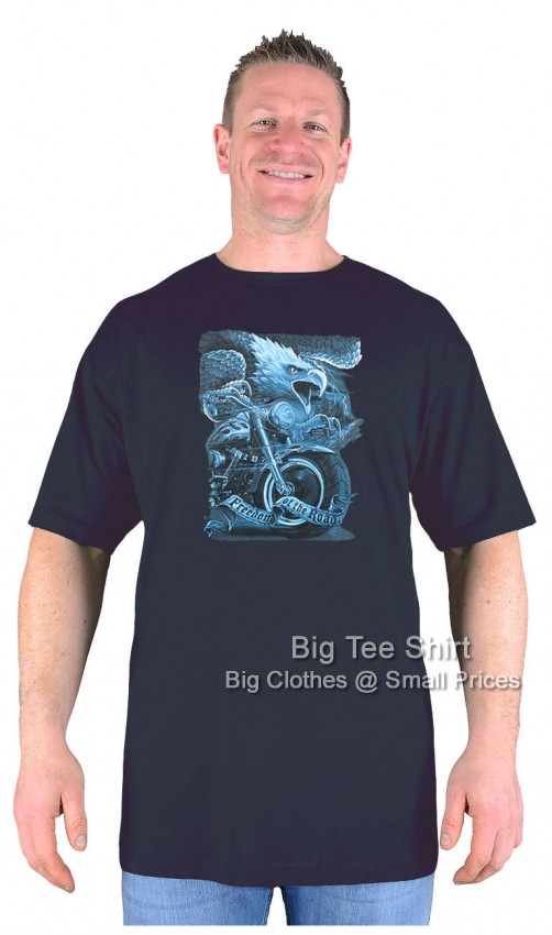 Black Big Tee Shirt Born Free Biker T-Shirt