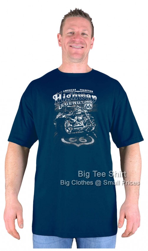 Navy Blue  Big Tee Shirt American Tradition Biker EXTRA LONG TALL T Shirt