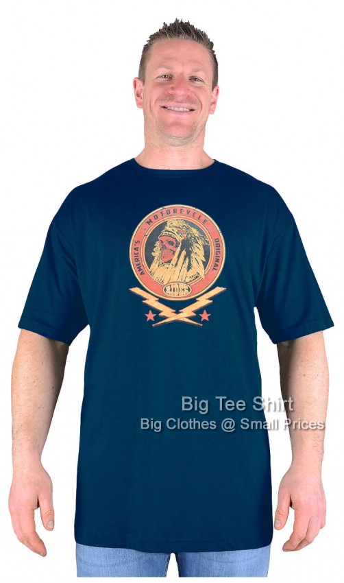 Navy Blue Big Tee Shirt Native Rider Biker T-Shirt