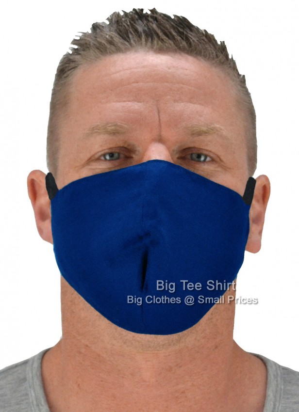 Royal Blue Big Tee Shirt Cotton Face Masks PACKS  OF FIVE