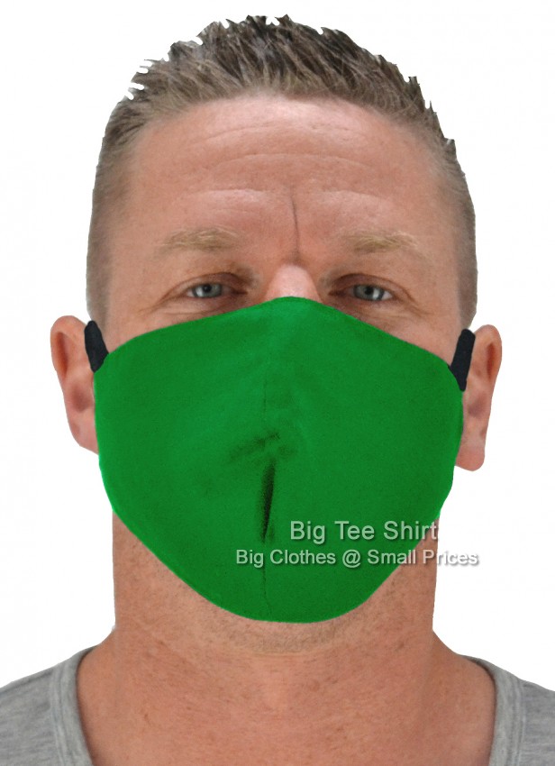 Green Big Tee Shirt Cotton Face Masks PACKS  OF FIVE