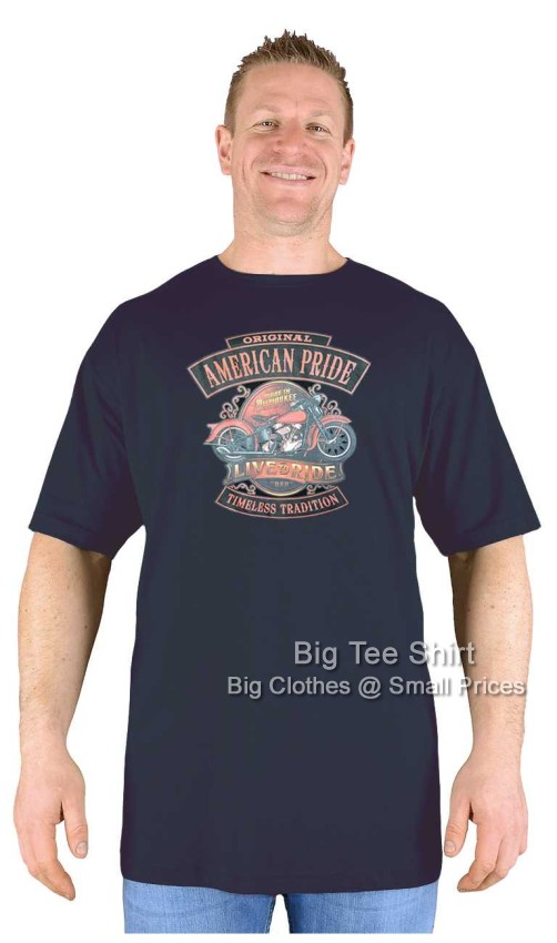 Black Big Tee Shirt American Pride Biker T-Shirt