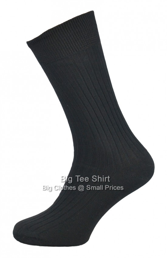 Black Big Foot Cotton Ribbed Socks Pack of Three