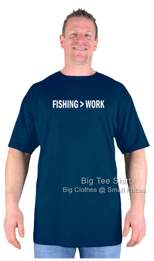 Navy Blue Big Tee Shirt Fishing And Work T-Shirt