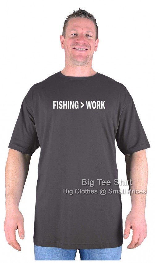 Charcoal Big Tee Shirt Fishing And Work T-Shirt