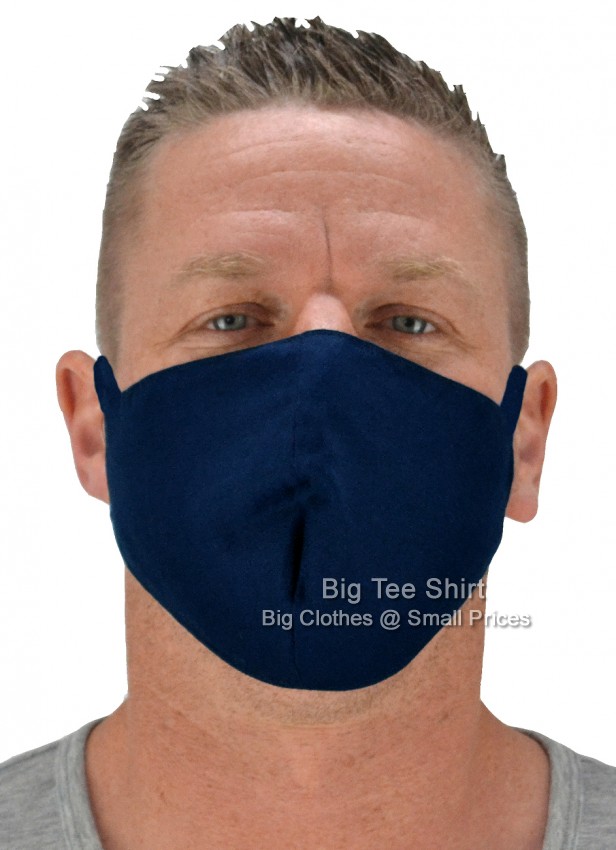 Navy Blue Big Tee Shirt Cotton Face Masks PACKS  OF FIVE
