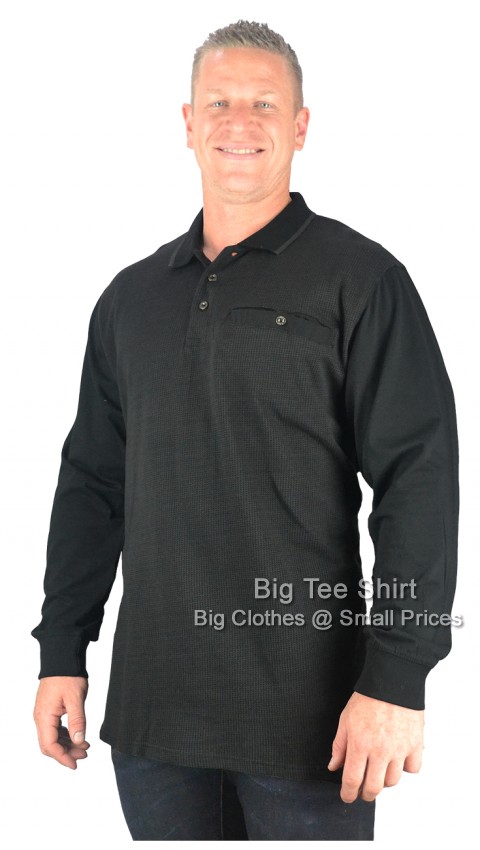 Black Kam Salte Long Sleeve Polo Shirt