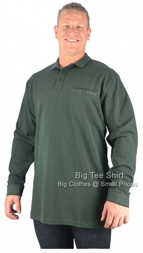Forest Green Kam Legget Long Sleeve Polo Shirt