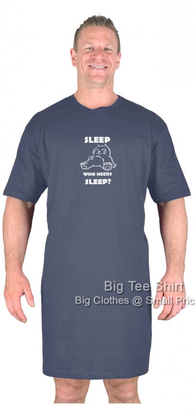 Charcoal Grey Big Tee Shirt Who Needs Sleep Nightshirt