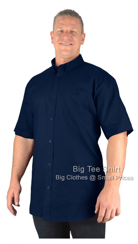 Navy Blue Espionage Bell Oxford Style Short Sleeve Shirt