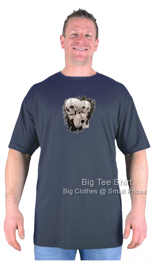 Charcoal Big Tee Shirt Skull Torn T-Shirt