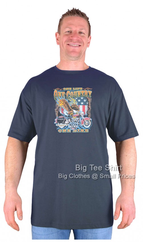 Charcoal Big Tee Shirt One Country Biker T-Shirt