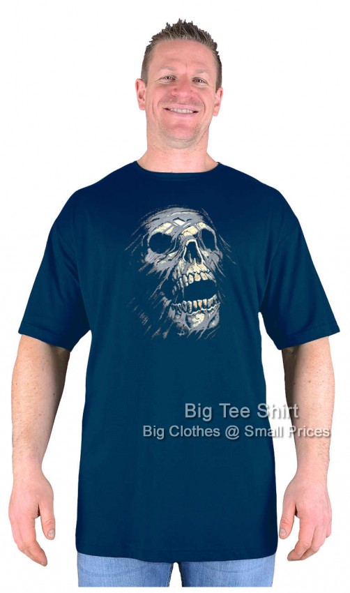 Navy Blue Big Tee Shirt Skull Subdued T-Shirt