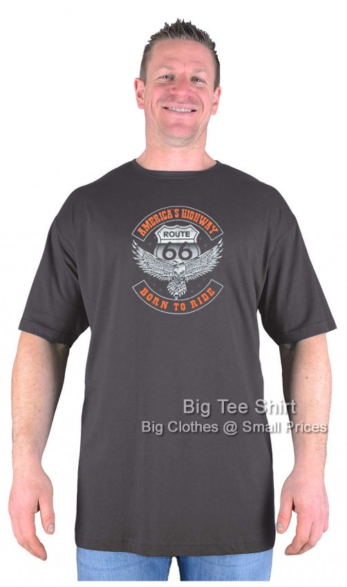 Charcoal Big Tee Shirt Born to Ride T-Shirt