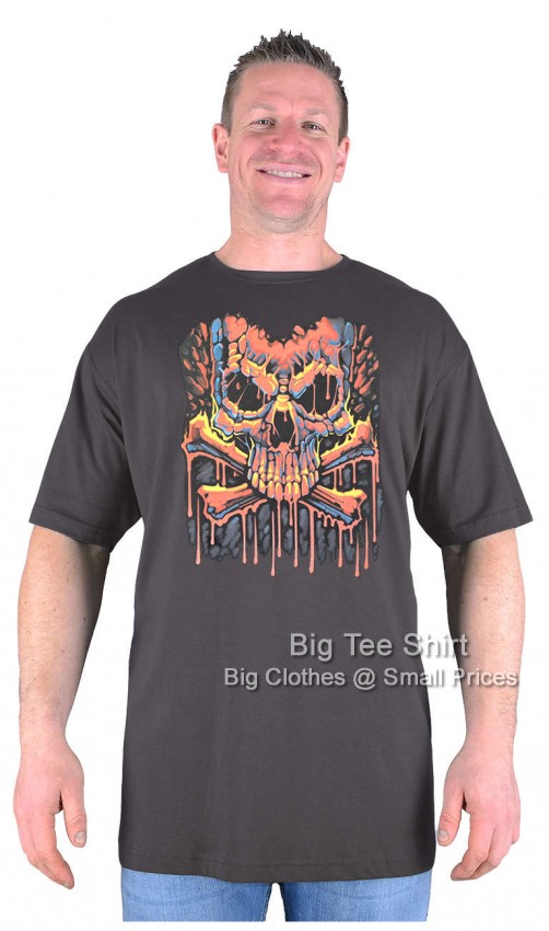 Charcoal Grey Big Tee Shirt Burning Bones T-Shirt