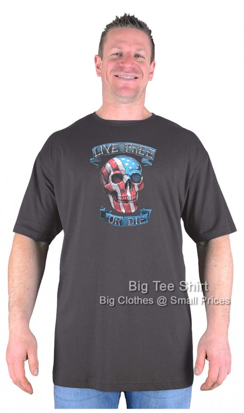 Charcoal Grey Big Tee Shirt Stateside Skull T-Shirt