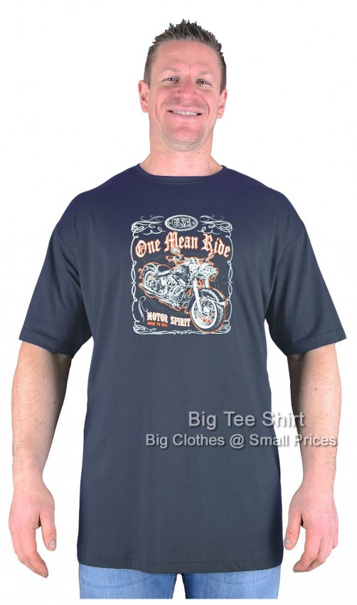 Charcoal Grey Big Tee Shirt Motor Spirit Biker T-Shirt