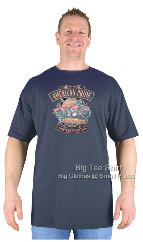 Charcoal Grey Big Tee Shirt American Pride Biker T-Shirt