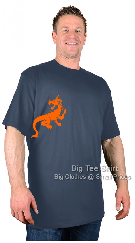 Charcoal Grey Big Tee Shirt Roaring Dragon T-Shirt