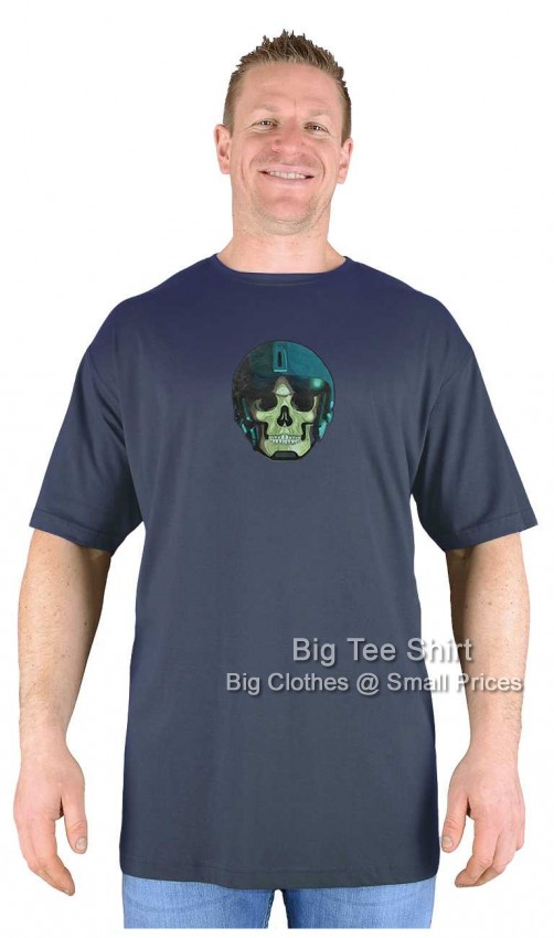 Charcoal Grey Big Tee Shirt Crash Hat Skull T-Shirt