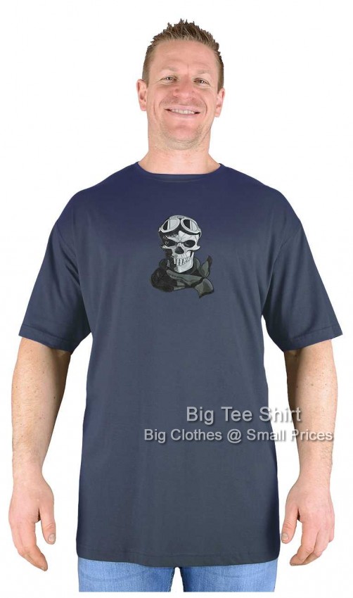 Charcoal Grey Big Tee Shirt Goggled Skull T-Shirt
