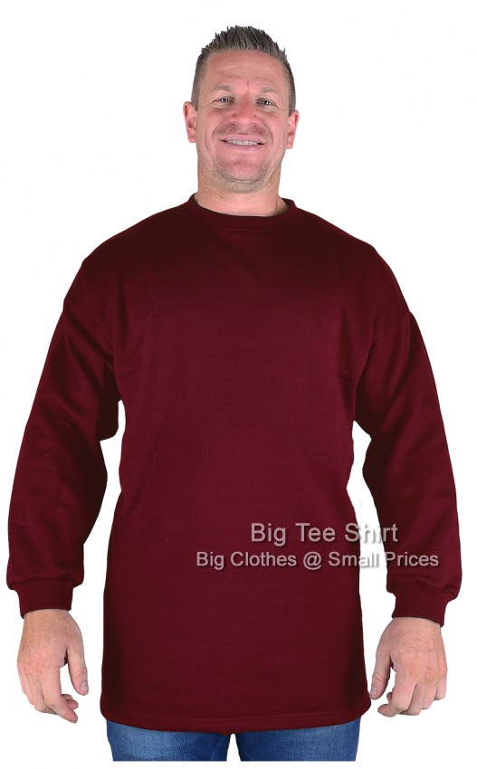 Burgundy Big Tee Shirt Crew Neck Sweatshirt 9XL 10XL 11XL 12XL 13XL