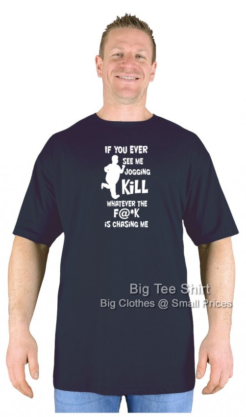 Black Big Tee Shirt No Jogging T-Shirt
