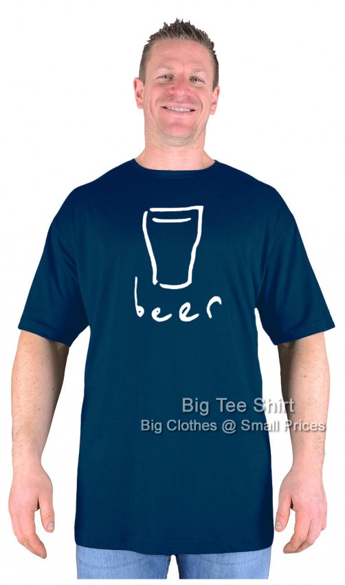 Navy Blue Big Tee Shirt Beer T Shirt