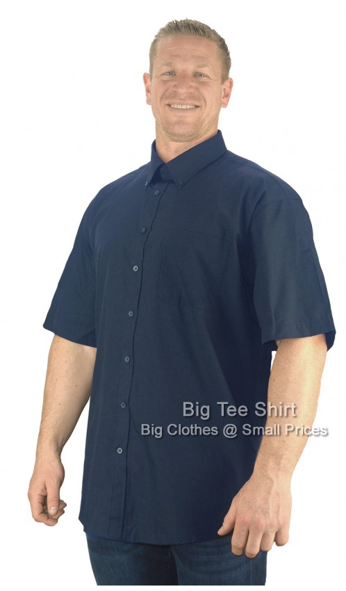 Navy Blue Espionage Markham Short Sleeve Plain Shirt