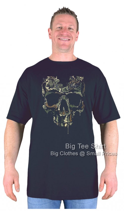 Black Big Tee Shirt Camo Skull T-Shirt