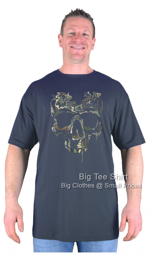 Charcoal Grey Big Tee Shirt Camo Skull T-Shirt