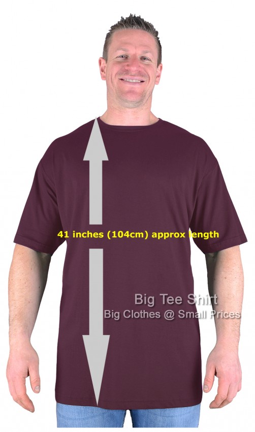 Burgundy Big Tee Shirt Paddy Long Tall TShirt Nightshirt 