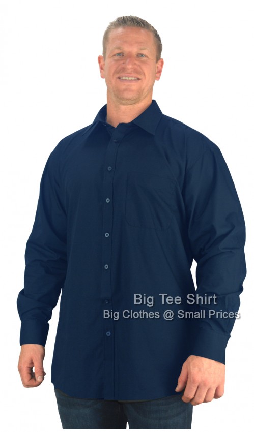 Navy Blue Espionage Myles Long Sleeve Plain Shirt