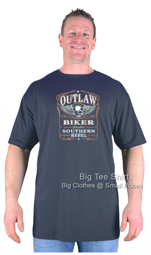 Charcoal Grey Big Tee Shirt Rebel Biker T-Shirt