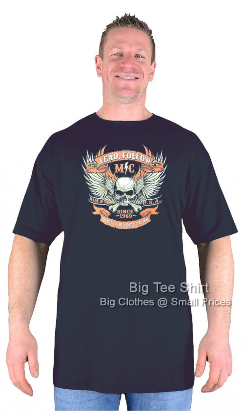 Black Big Tee Shirt MC Club Biker T-Shirt