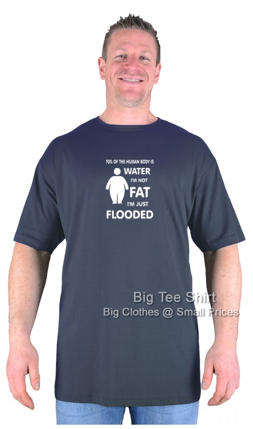 Charcoal Grey Big Tee Shirt Flooded T-Shirt 